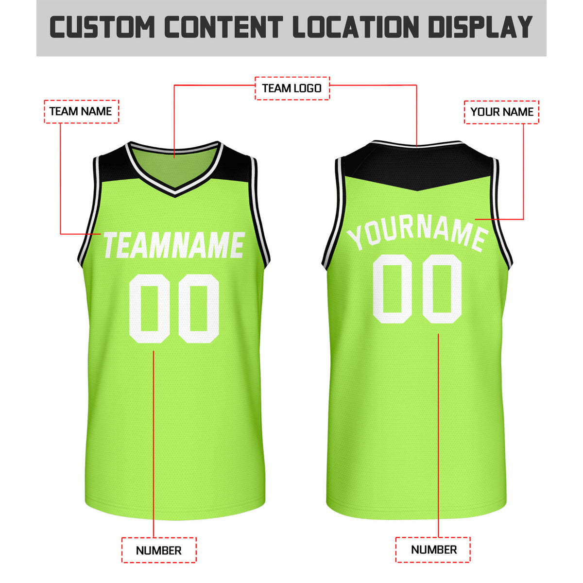 Custom Reversible Black & Lime Green Mesh Basketball Jersey | Personalized Team Jersey | Vosoli