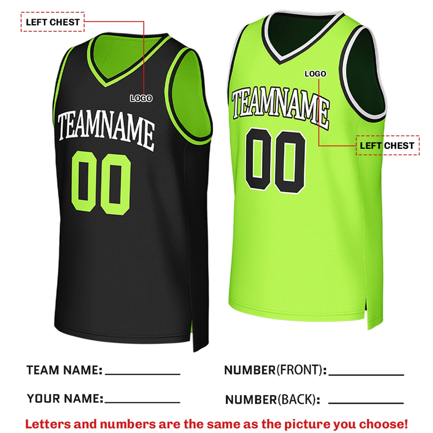 Custom Reversible Black & Neon Green Mesh Basketball Jersey | Personalized Team Jersey | Vosoli