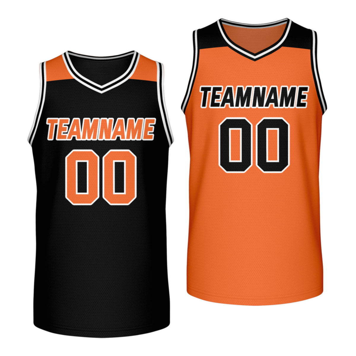 Custom reversible black orange basketball jersey, personalized team name number Logo breathable Mesh sports top for men women youth game practice - Vosoli