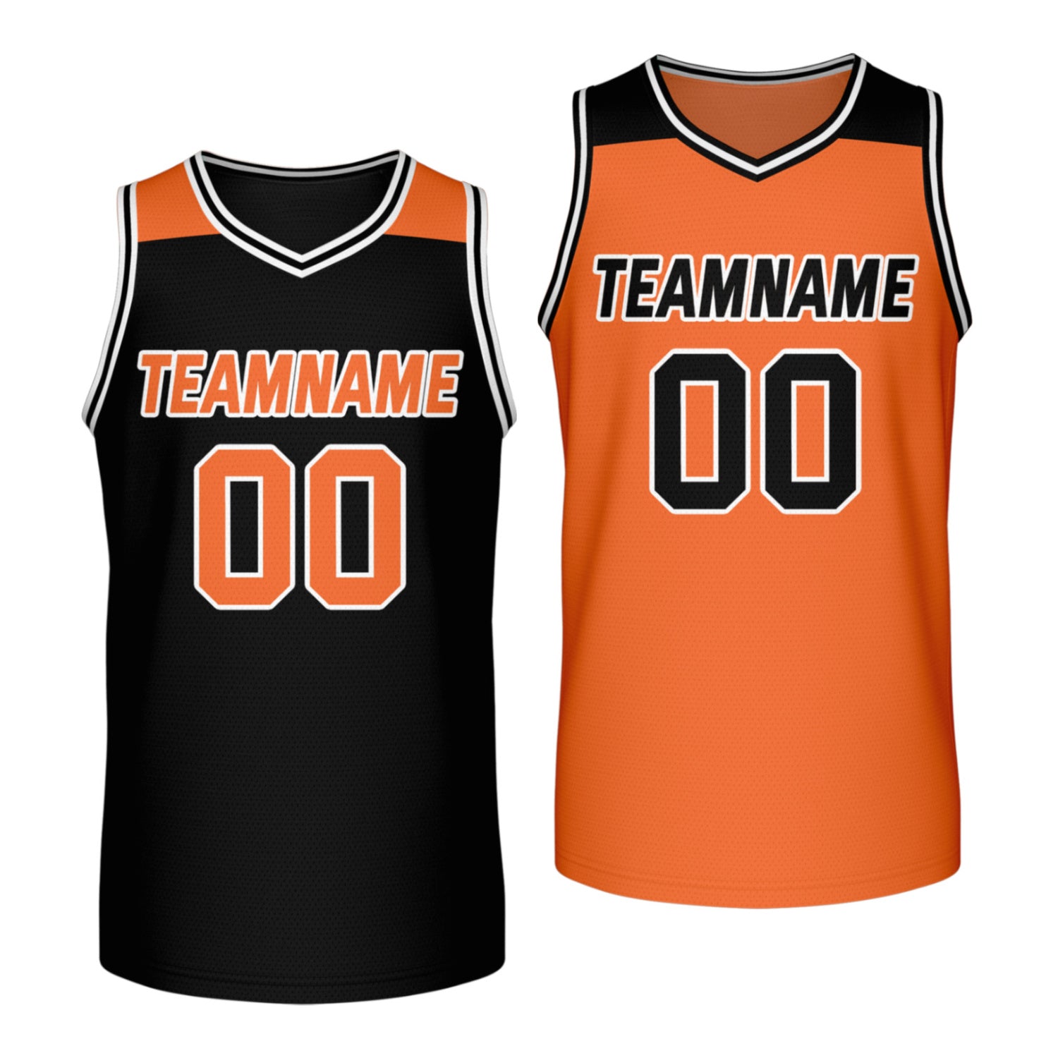 Custom reversible black orange basketball jersey, personalized team name number Logo breathable Mesh sports top for men women youth game practice - Vosoli
