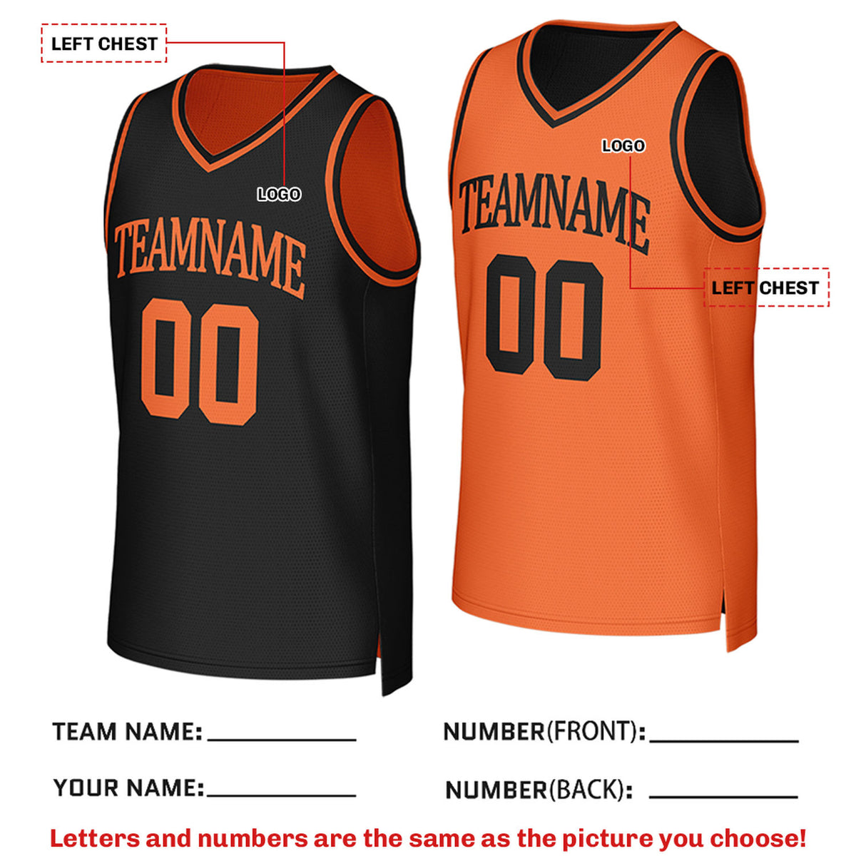 Custom Reversible Black & Orange Mesh Basketball Jersey | Personalized Team Jersey | Vosoli