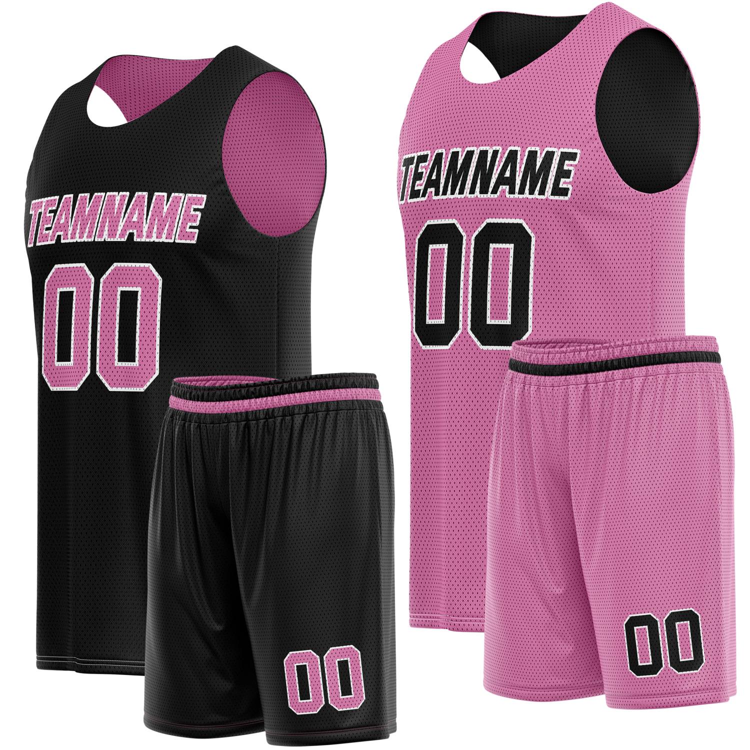 Custom Reversible Black Pink Basketball Jersey & Shorts Set | Personalized Team Kit | Vosoli