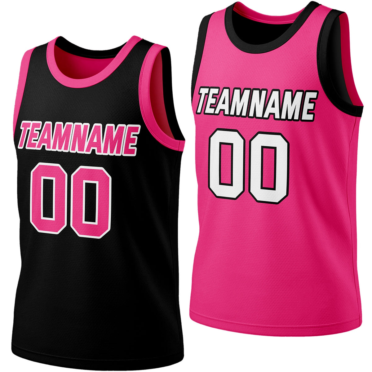 Custom reversible black &amp; pink basketball jersey, personalized team name number logo, breathable mesh fabric sports top for men women youth Adult game practice - Vosoli