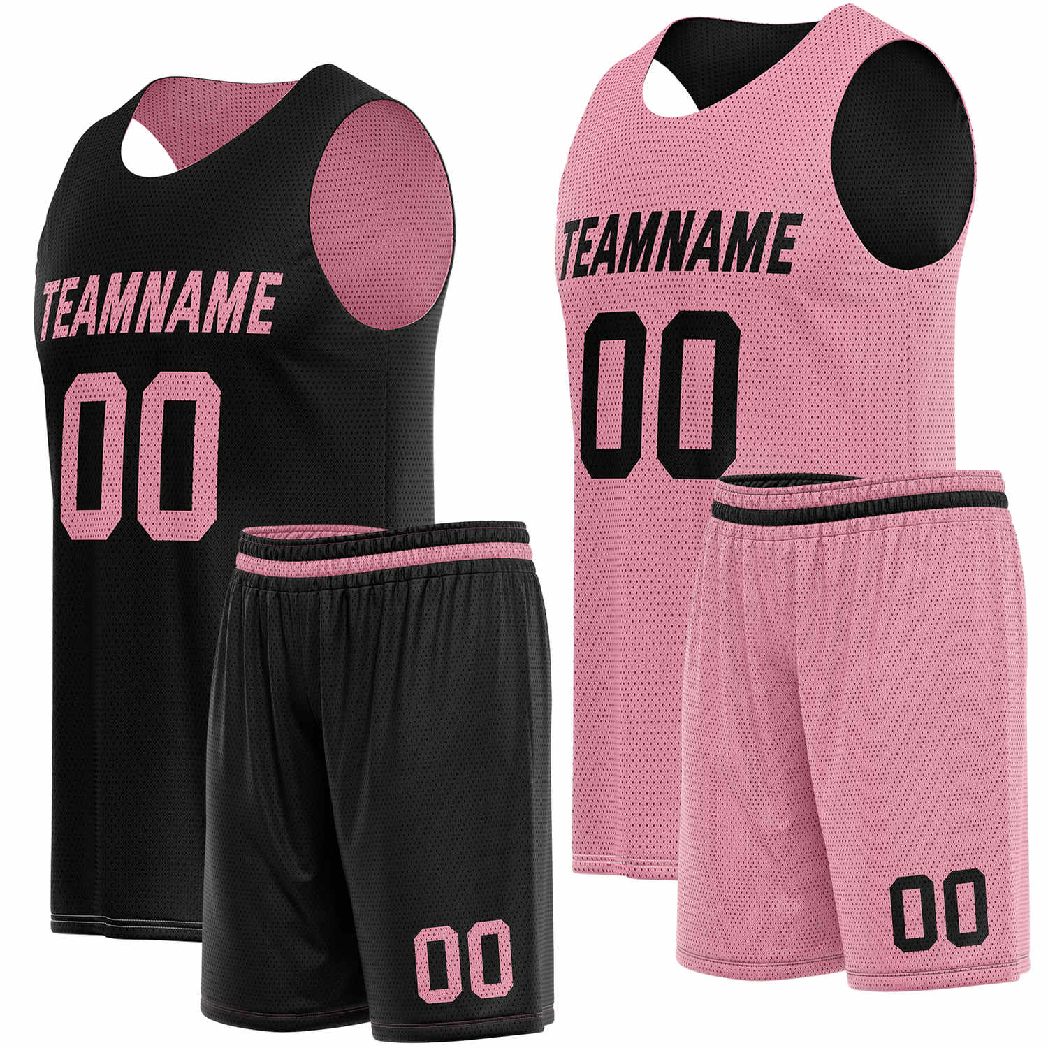 Custom Reversible Black Pink Basketball Uniform Set | Team Name & Number - Vosoli