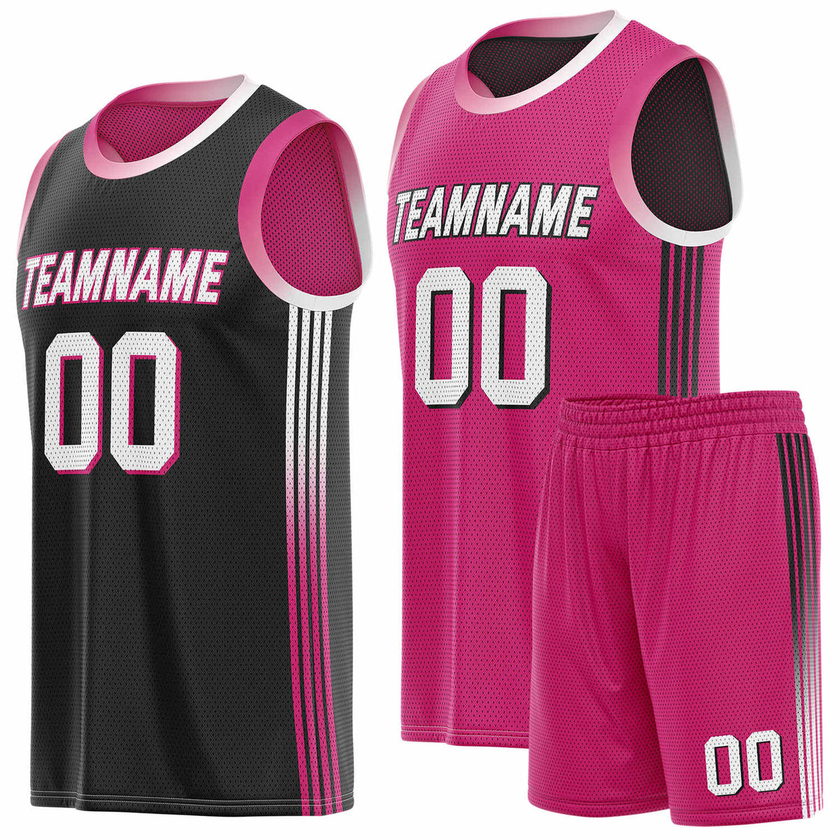 Custom Reversible Black Pink Basketball Uniform Set | Team &amp; Player Name - Vosoli