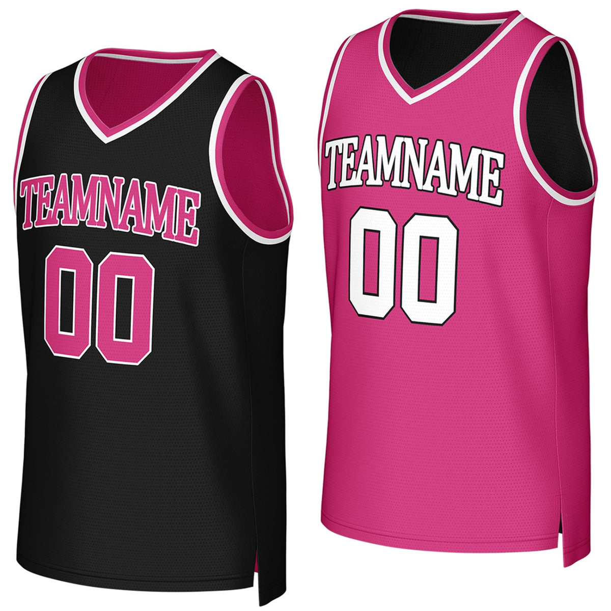 Custom reversible black pink basketball jersey, personalized team name number Logo breathable Mesh sports top for men women youth game practice - Vosoli