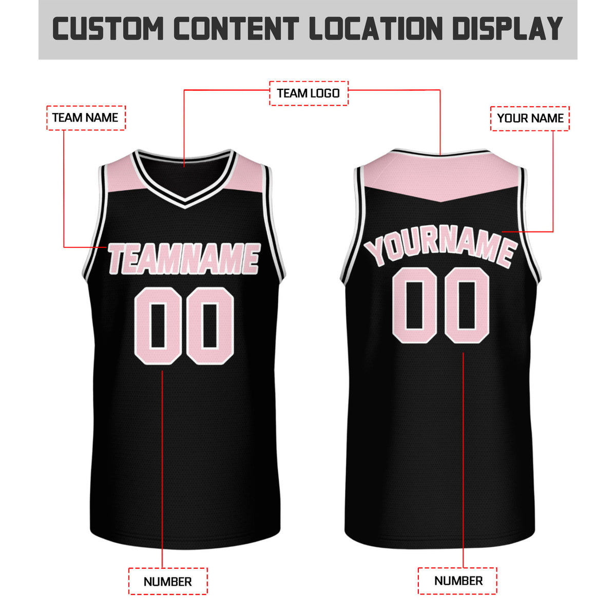 Custom Reversible Black & Pink Mesh Basketball Jersey | Personalized Team Jersey | Vosoli