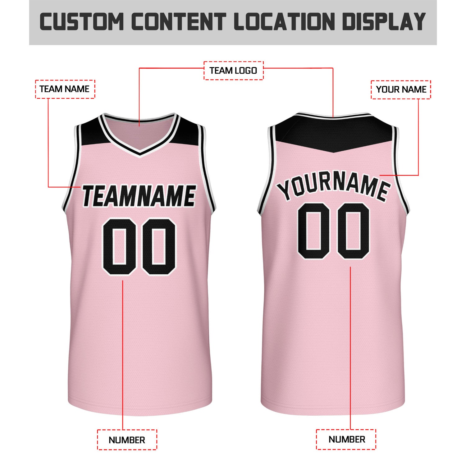 Custom Reversible Black & Pink Mesh Basketball Jersey | Personalized Team Jersey | Vosoli
