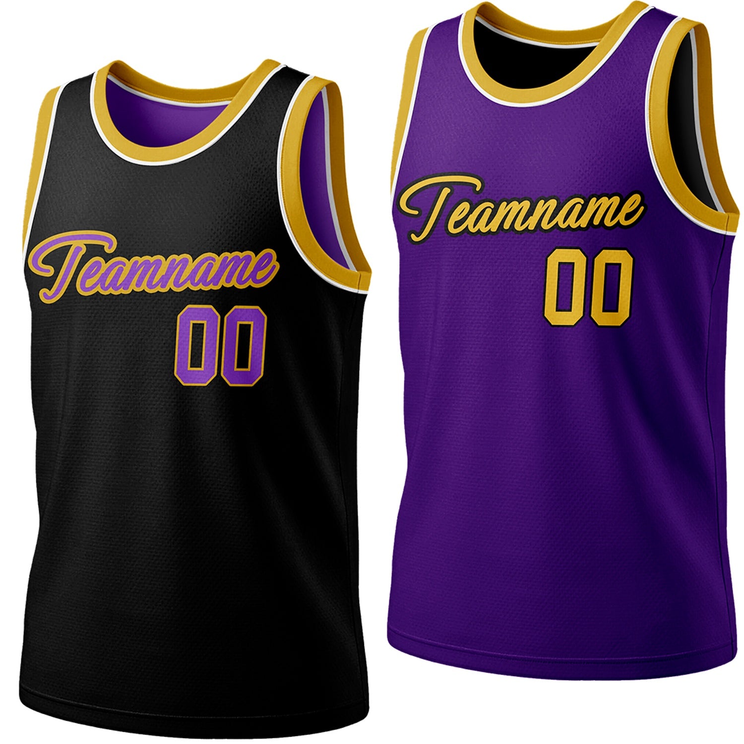 Custom reversible black & purple basketball jersey, personalized script team name number Logo breathable sports top for men women youth Adult game practice - Vosoli