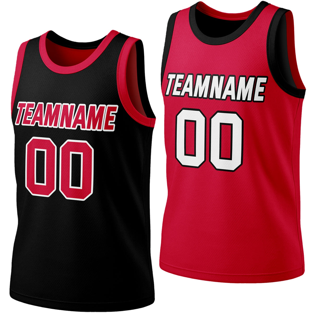 Custom reversible black &amp; red basketball jersey, personalized team name number logo, breathable mesh fabric sports top for men women youth Adult game practice - Vosoli
