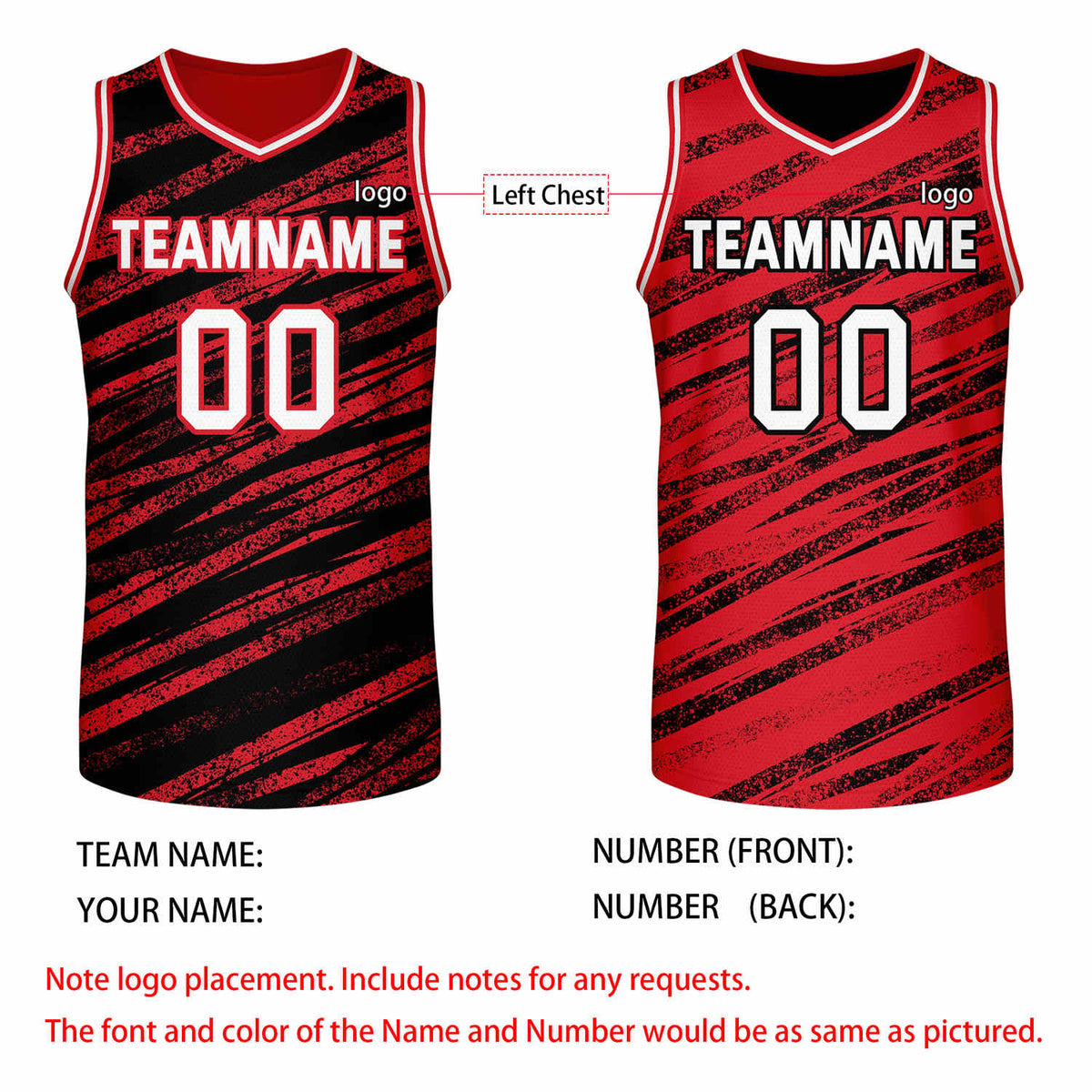 Custom Reversible Black Red Basketball Jersey | Team & Player Name - Vosoli