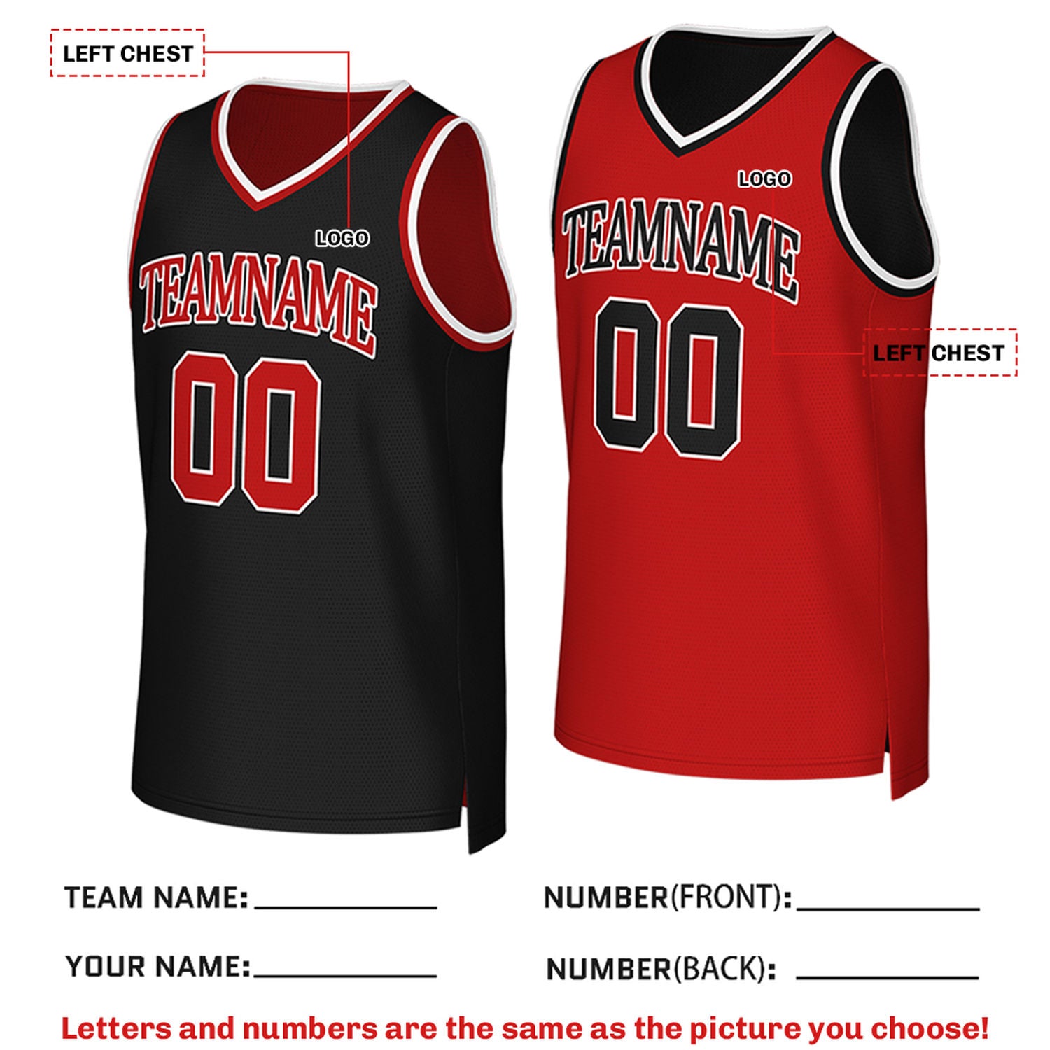 Custom Reversible Black & Red Mesh Basketball Jersey | Personalized Team Jersey | Vosoli