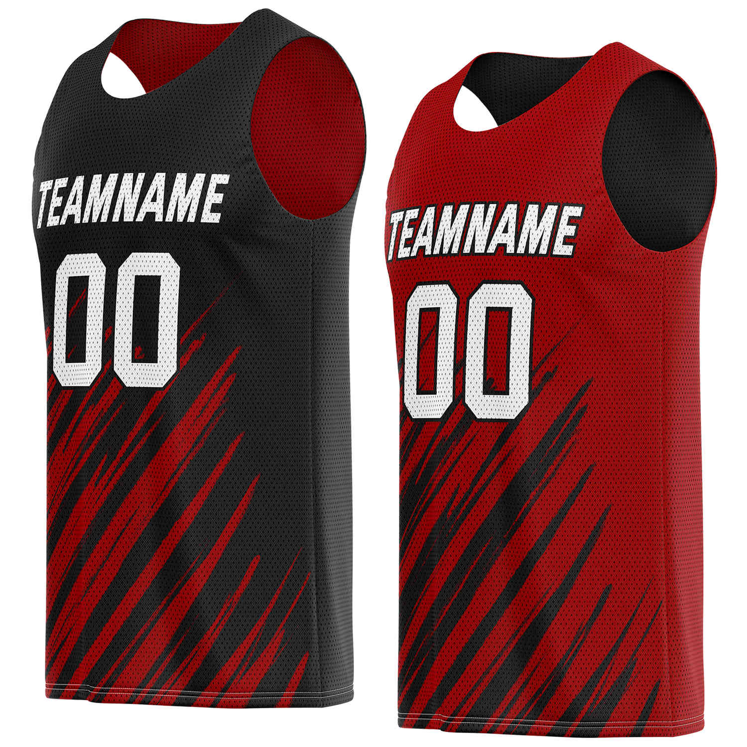 Custom Reversible Black Red Stripe Basketball Jersey | Personalized Team Top - Vosoli