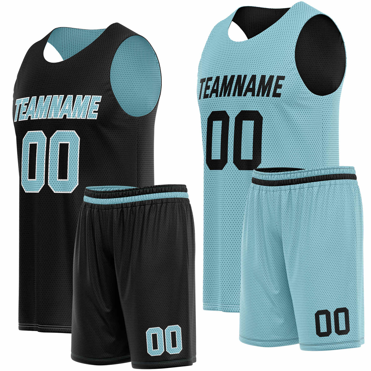 Custom Reversible Black Turquoise Basketball Uniform Set | Team Name & Number - Vosoli