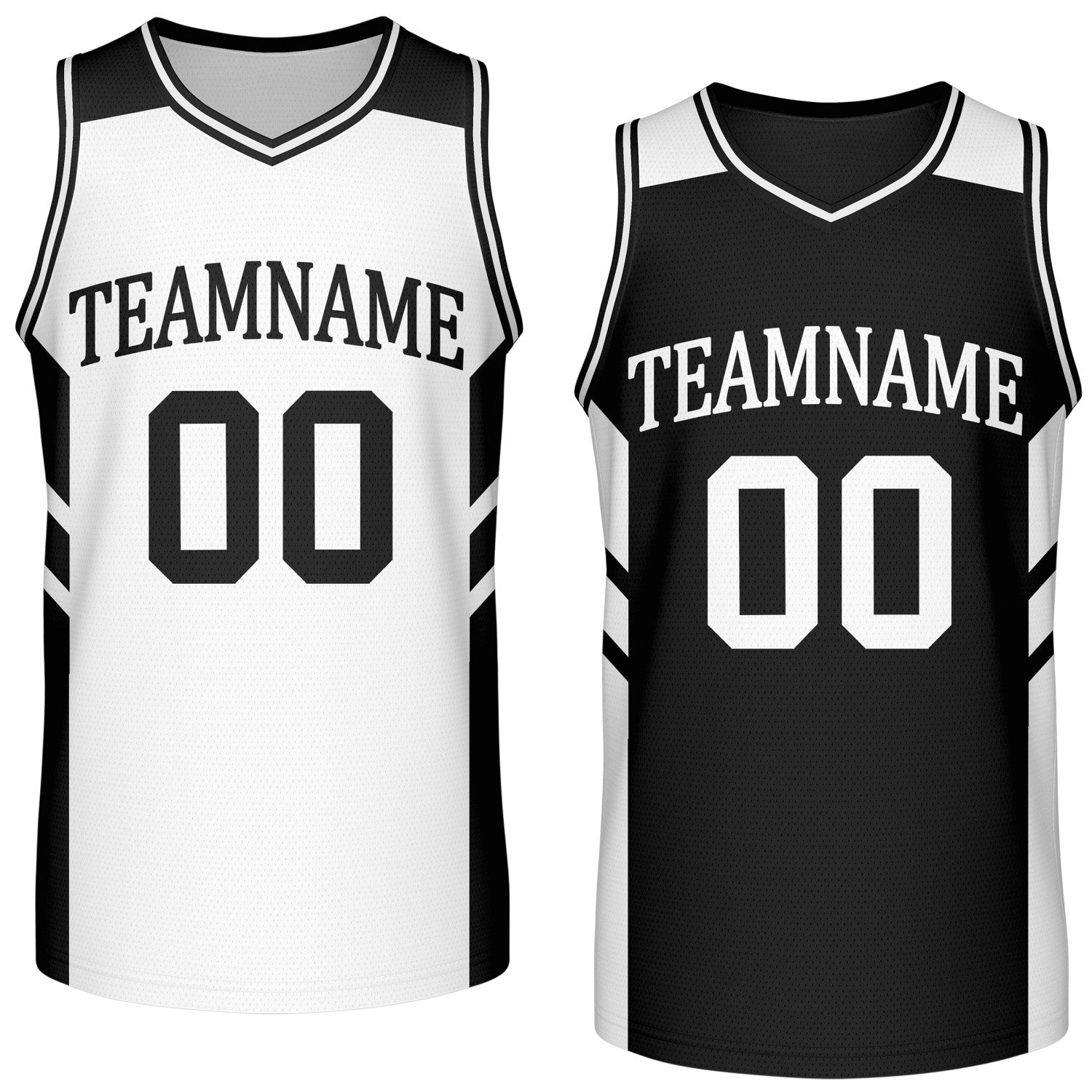 Custom reversible black white basketball jersey, personalized team name number logo breathable mesh sports top for men women youth game practice wear - Vosoli