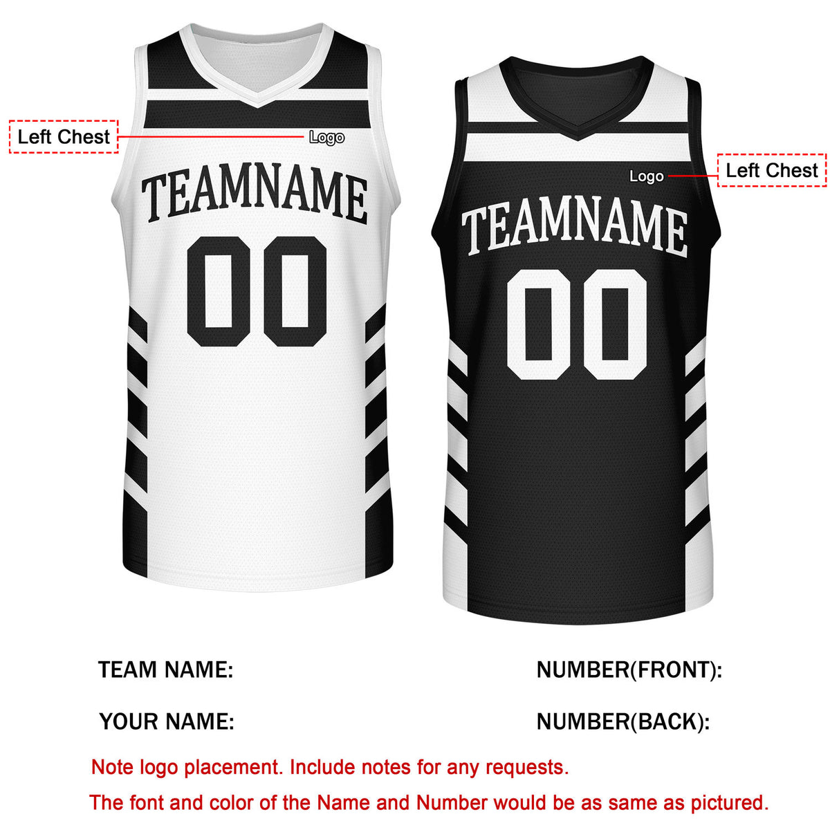 Custom Reversible Black White Basketball Jersey | Personalized Team Jersey | Vosoli