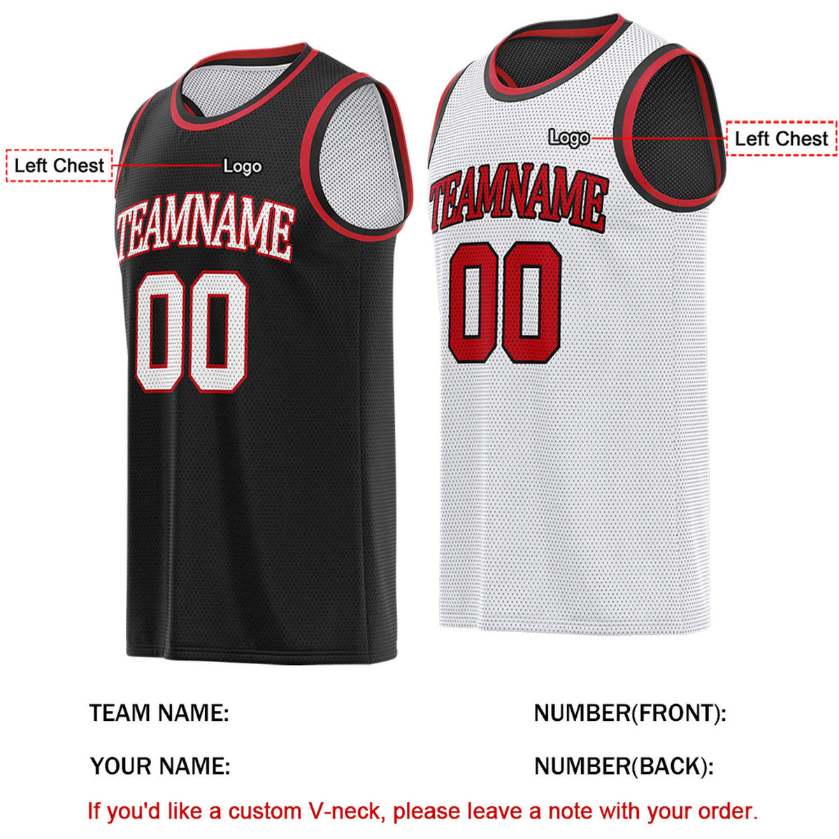 Custom Reversible Black & White Basketball Jersey | Personalized for Team Sports - Vosoli