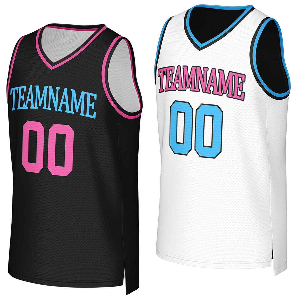 Custom reversible black white basketball jersey, personalized team name number Logo breathable Mesh sports top for men women youth game practice - Vosoli
