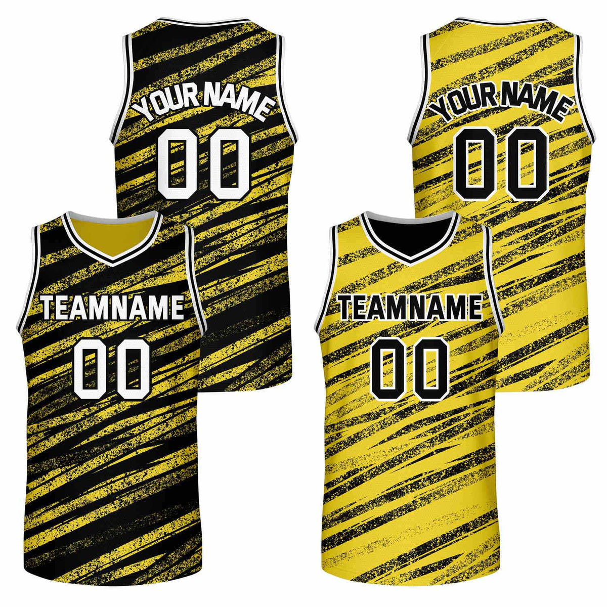Custom Reversible Black Yellow Basketball Jersey | Team &amp; Player Name - Vosoli