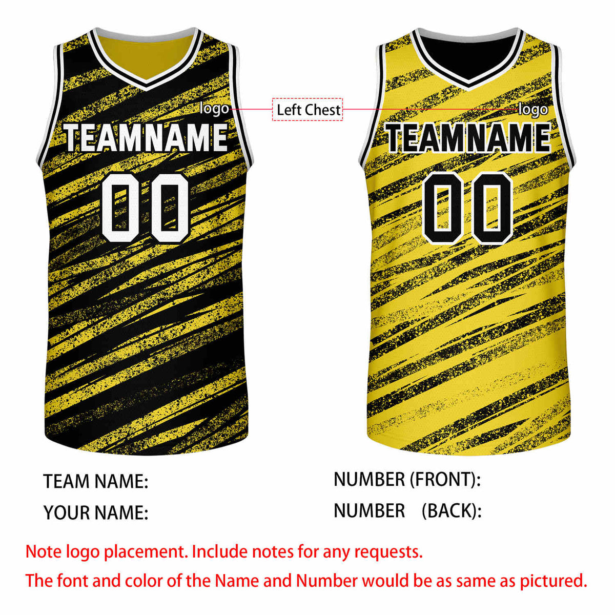 Custom Reversible Black Yellow Basketball Jersey | Team & Player Name - Vosoli