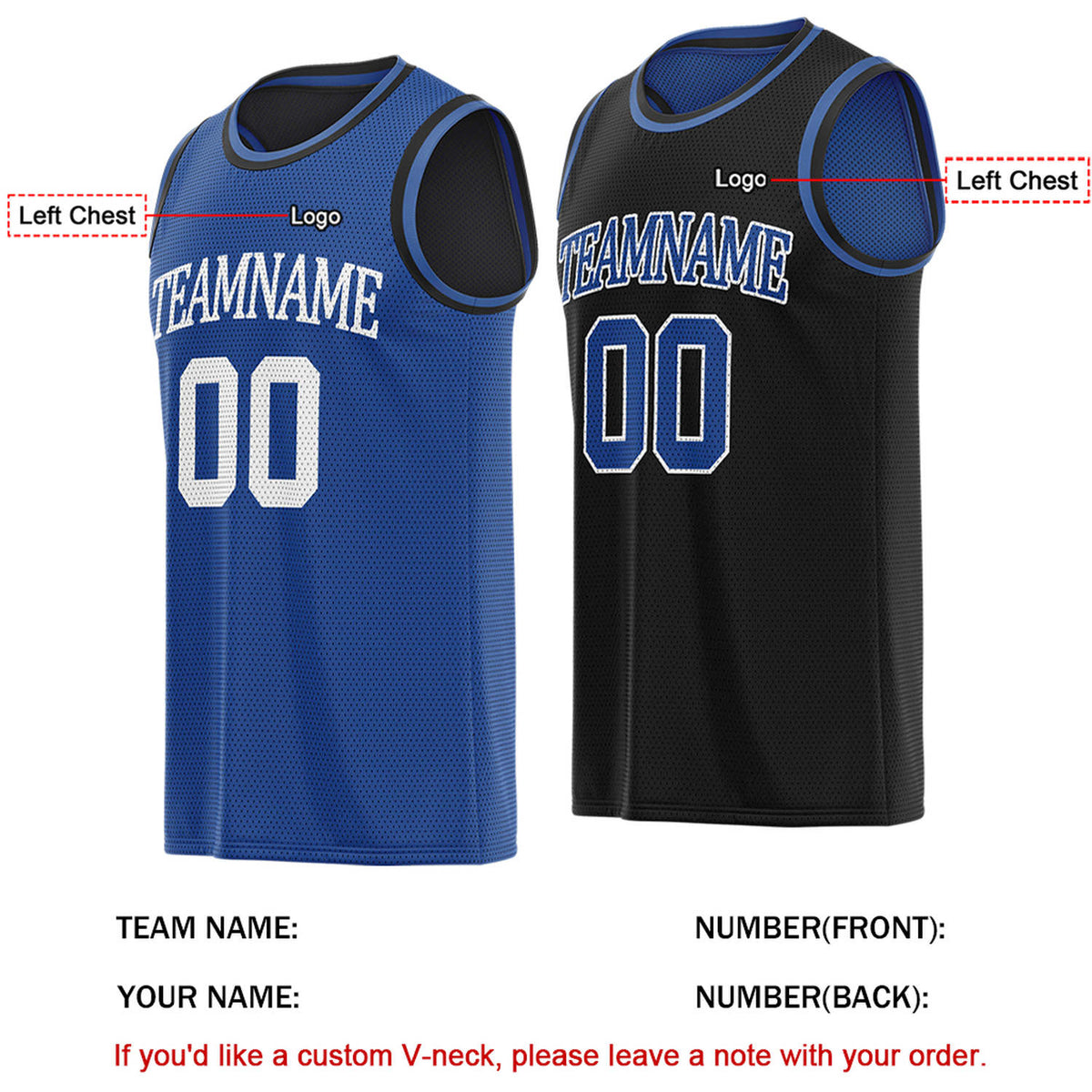 Custom Reversible Blue & Black Basketball Jersey | Personalized for Team Sports - Vosoli