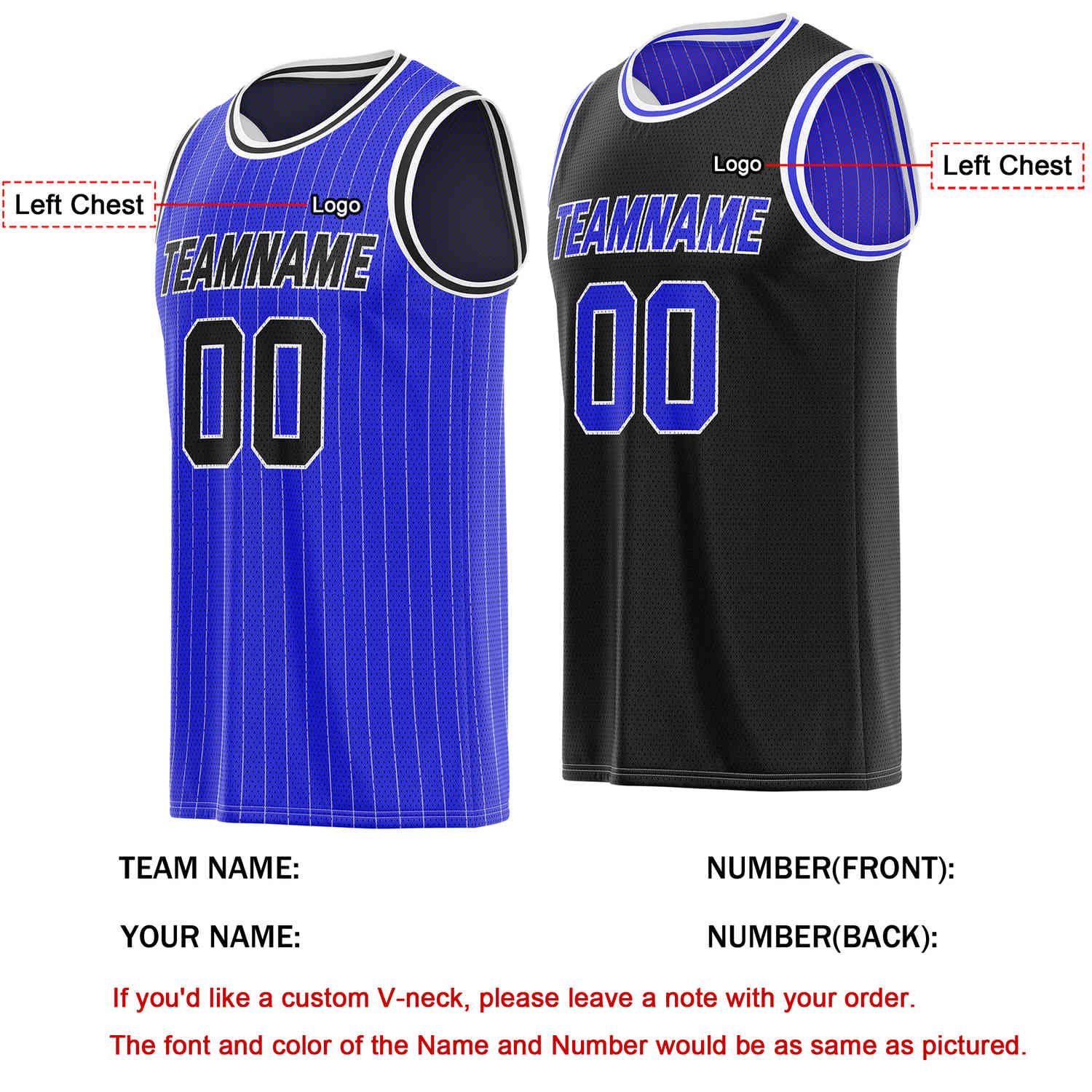 Custom Reversible Blue Black Striped Mesh Basketball Jersey | Team & Player Name - Vosoli