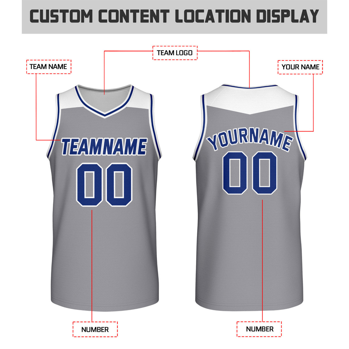 Custom Reversible Blue & Gray Mesh Basketball Jersey | Personalized Team Jersey | Vosoli