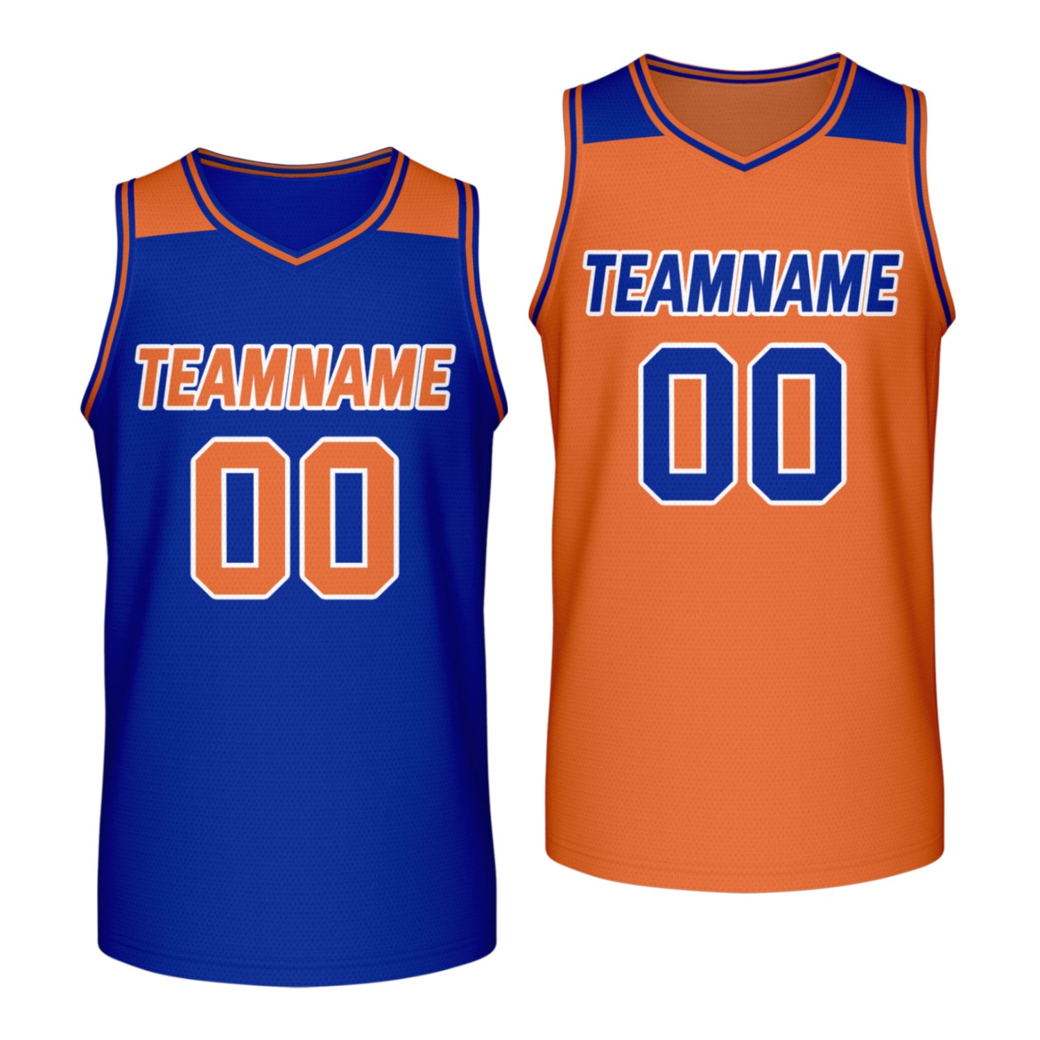 Custom reversible blue orange basketball jersey, personalized team name number Logo breathable Mesh sports top for men women youth game practice - Vosoli