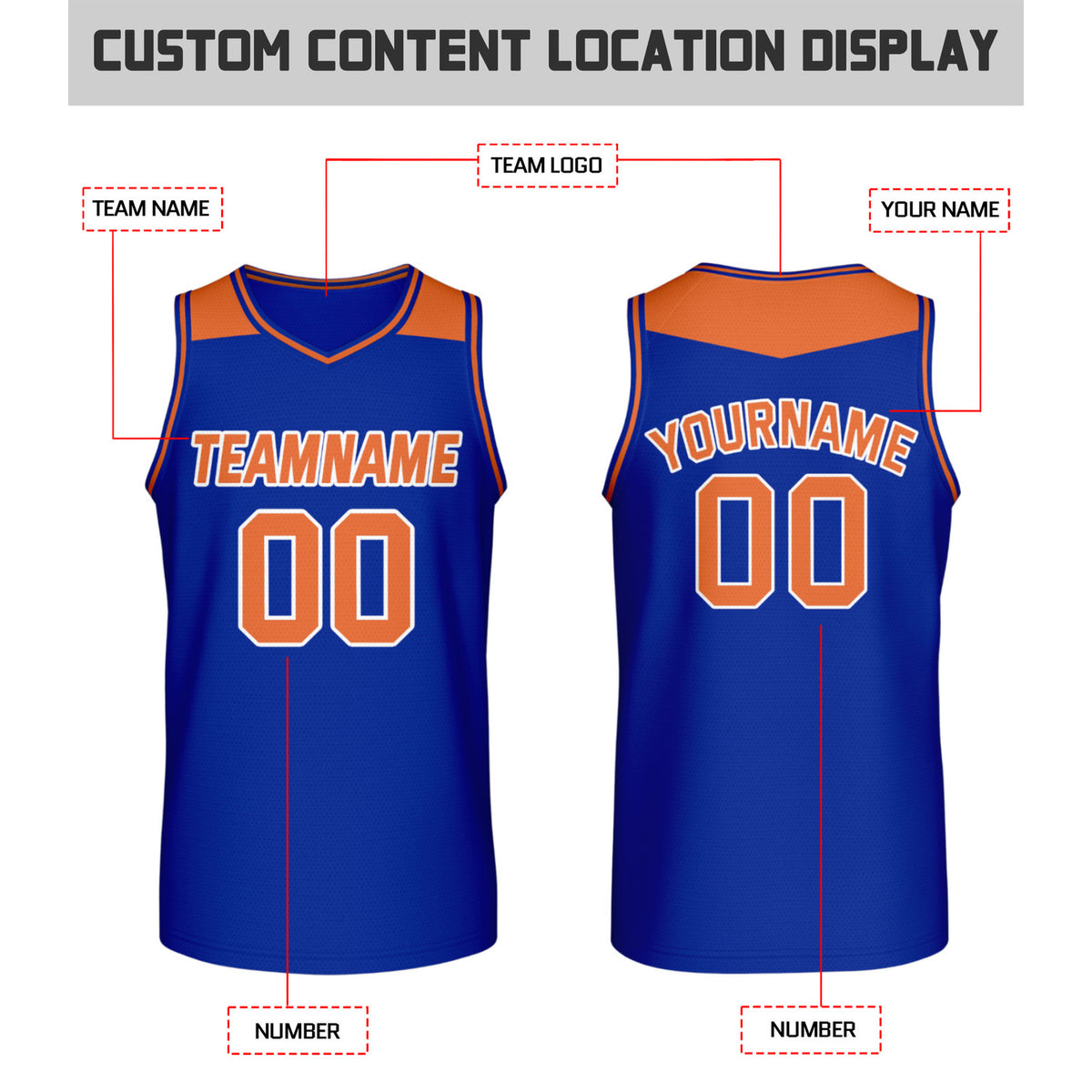 Custom Reversible Blue & Orange Mesh Basketball Jersey | Personalized Team Jersey | Vosoli