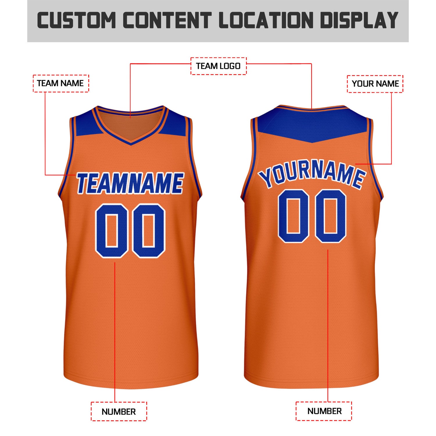 Custom Reversible Blue & Orange Mesh Basketball Jersey | Personalized Team Jersey | Vosoli