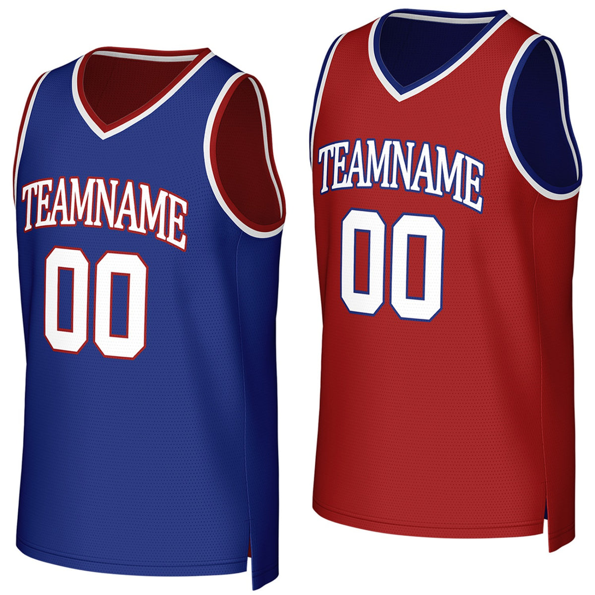 Custom reversible blue red basketball jersey, personalized team name number Logo breathable Mesh sports top for men women youth game practice - Vosoli