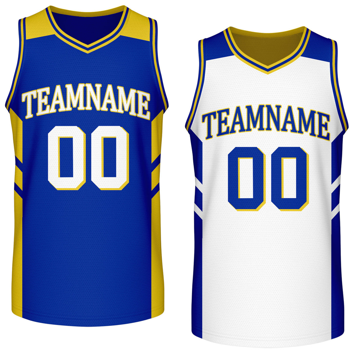 Custom reversible blue white basketball jersey, personalized team name number logo breathable mesh sports top for men women youth game practice wear - Vosoli