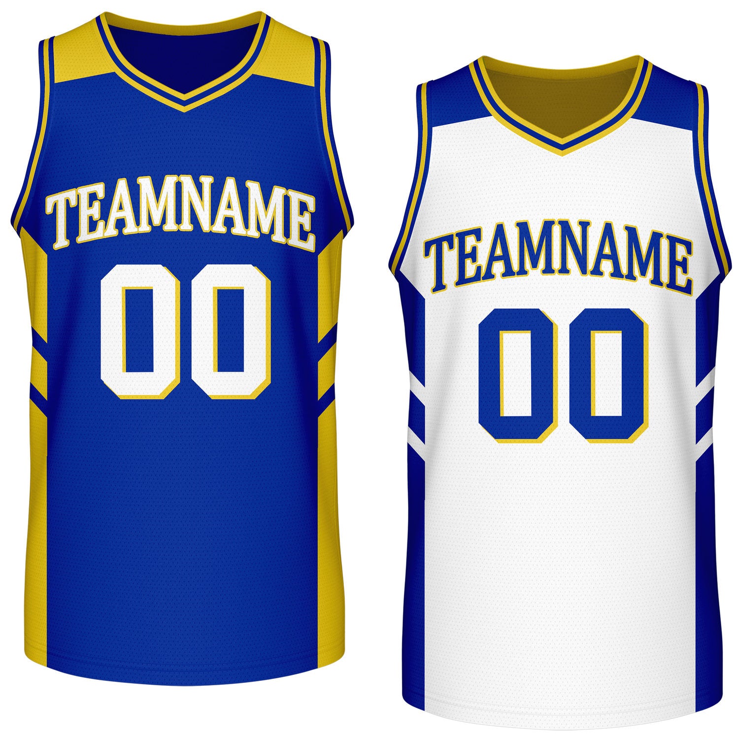 Custom reversible blue white basketball jersey, personalized team name number logo breathable mesh sports top for men women youth game practice wear - Vosoli