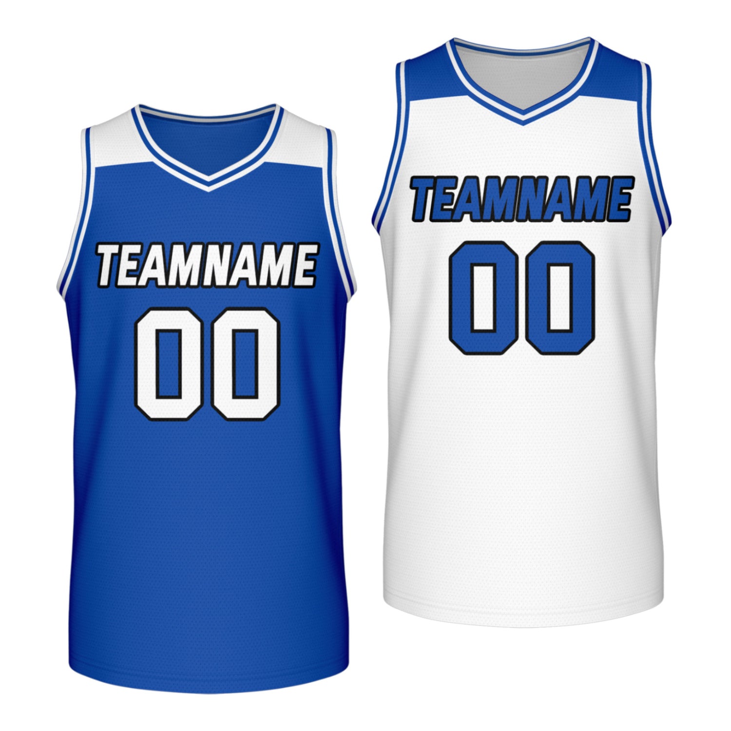 Custom reversible blue white basketball jersey, personalized team name number Logo breathable Mesh sports top for men women youth game practice - Vosoli