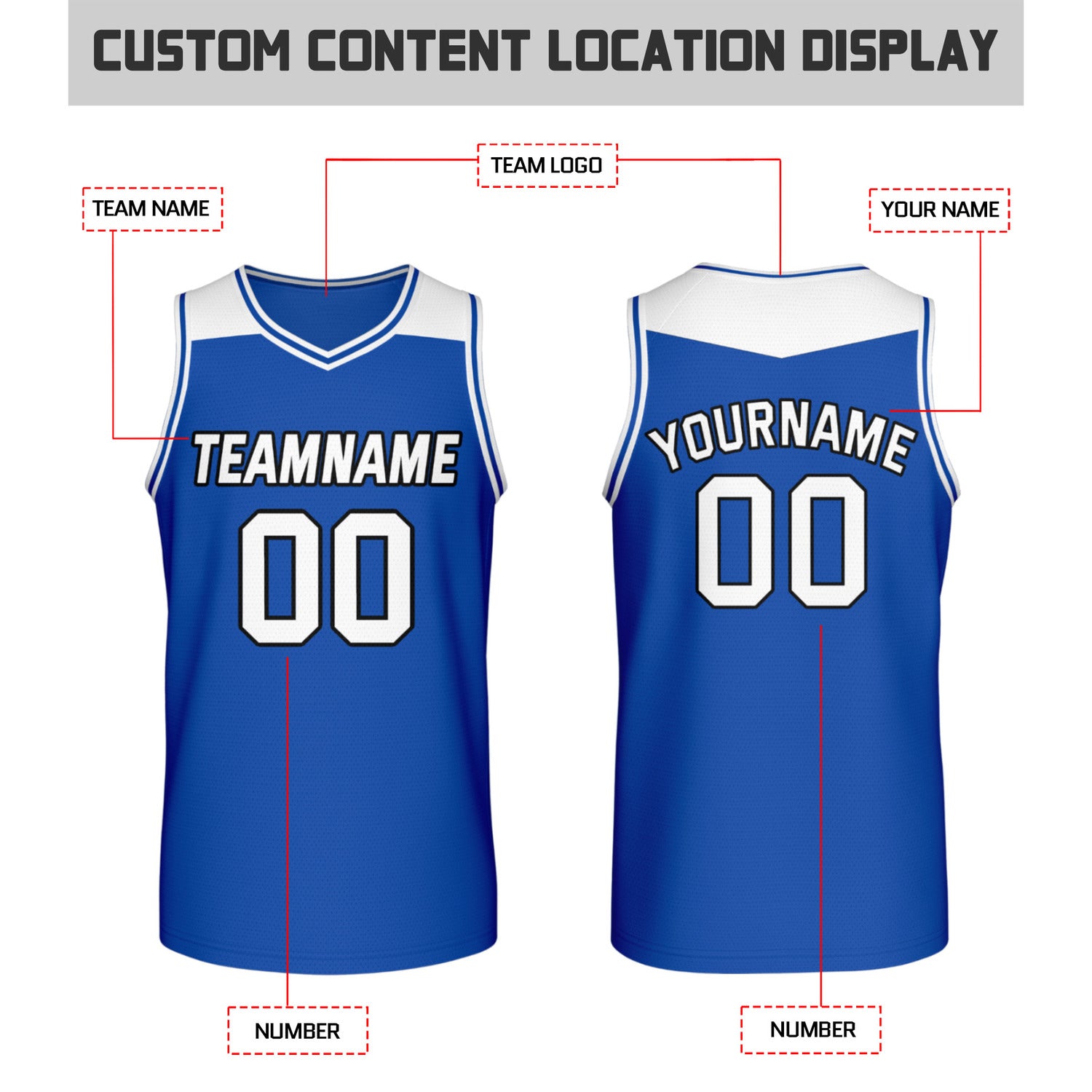 Custom Reversible Blue & White Mesh Basketball Jersey | Personalized Team Jersey | Vosoli