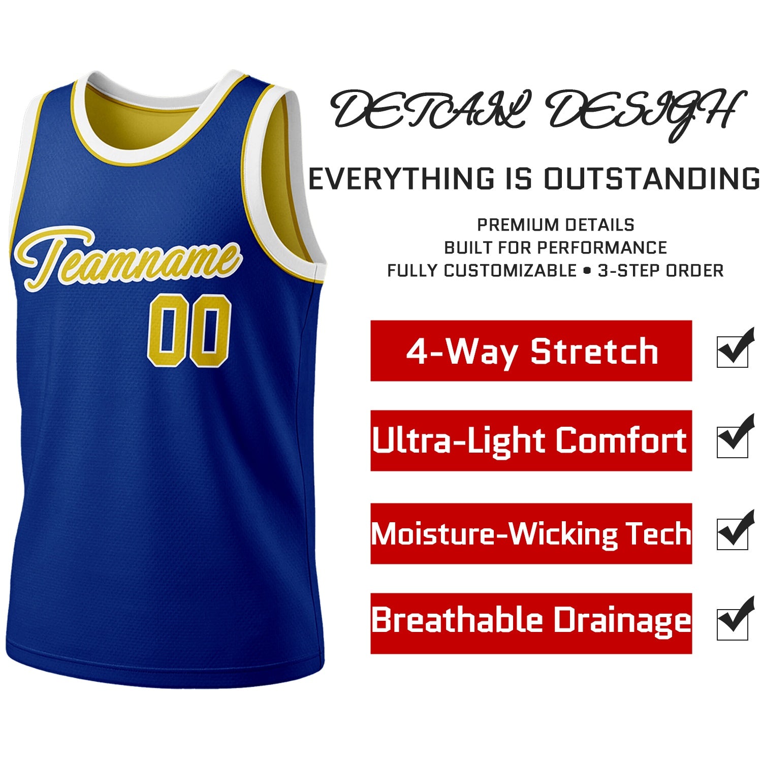 Custom Reversible Blue & Yellow Basketball Jersey | Personalized Team Jersey | Vosoli