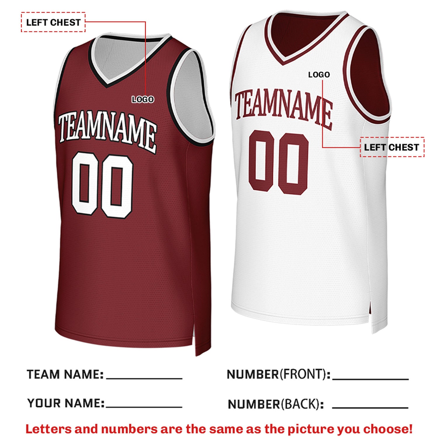 Custom Reversible Burgundy & White Mesh Basketball Jersey | Personalized Team Jersey | Vosoli