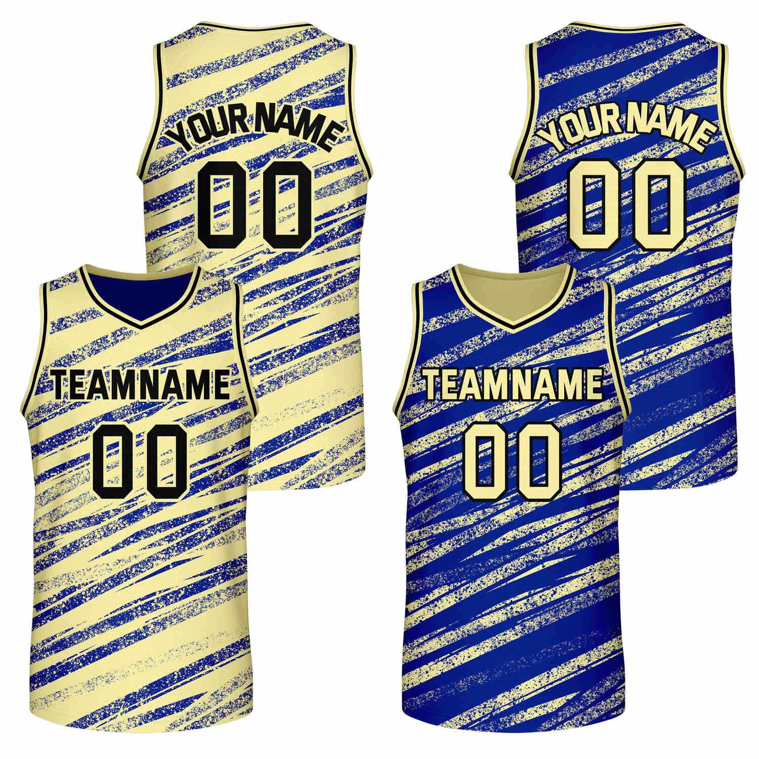 Custom Reversible Cream Blue Basketball Jersey | Team & Player Name - Vosoli