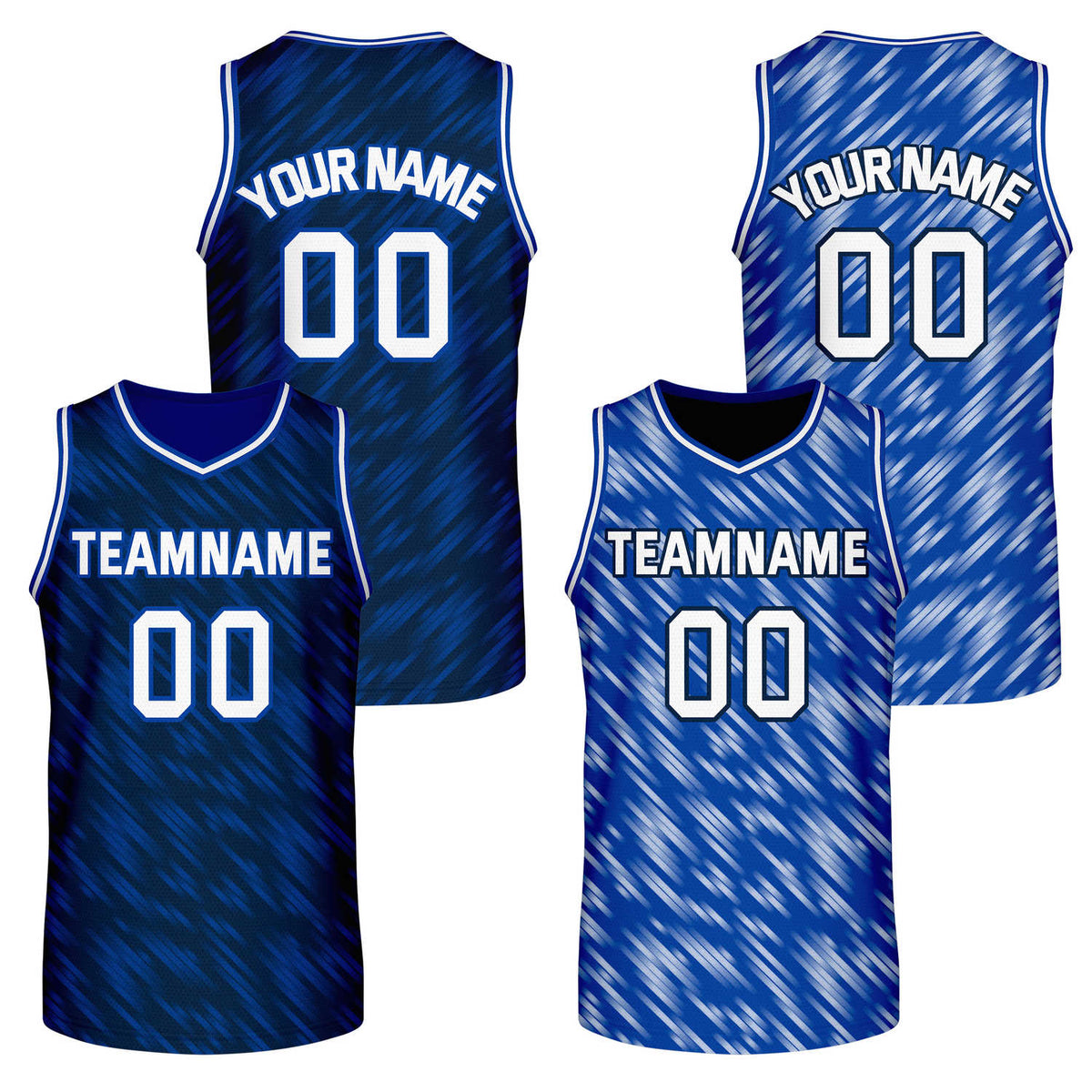 Custom Reversible Dark Blue Light Blue Stripe Basketball Jersey | Team &amp; Player Name - Vosoli