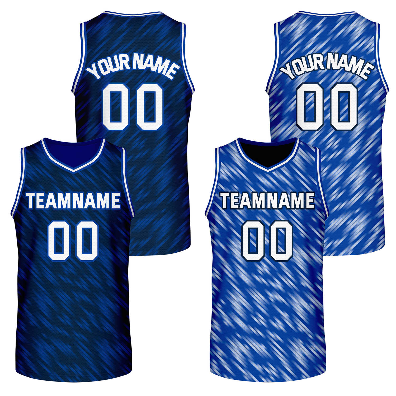Custom Reversible Dark Blue Light Blue Stripe Basketball Jersey | Team & Player Name - Vosoli