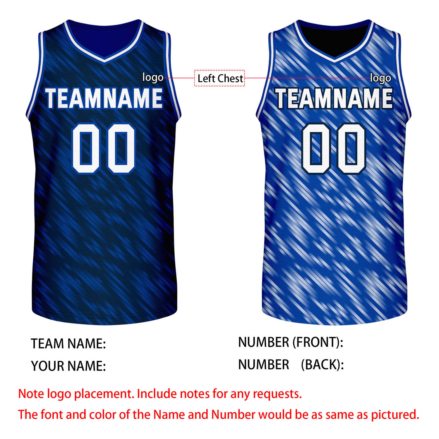 Custom Reversible Dark Blue Light Blue Stripe Basketball Jersey | Team & Player Name - Vosoli