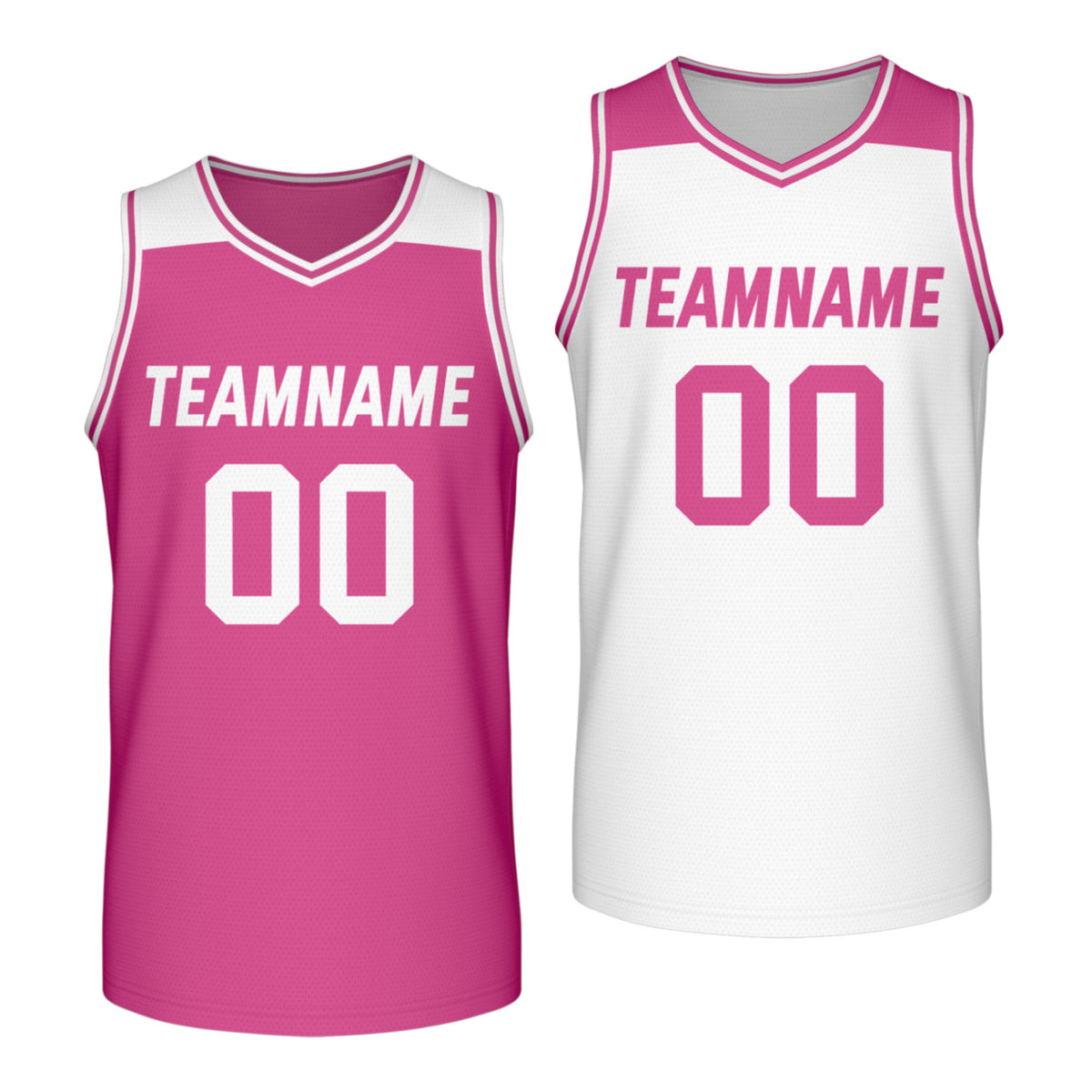 Custom reversible fuchsia white basketball jersey, personalized team name number Logo breathable Mesh sports top for men women youth game practice - Vosoli