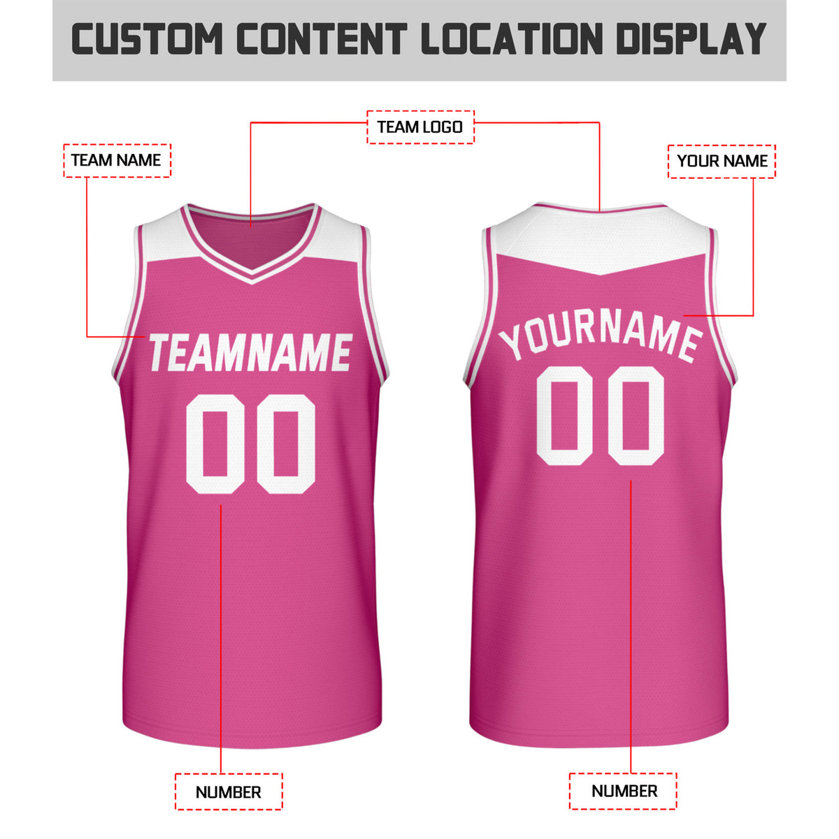Custom Reversible Fuchsia & White Mesh Basketball Jersey | Personalized Team Jersey | Vosoli