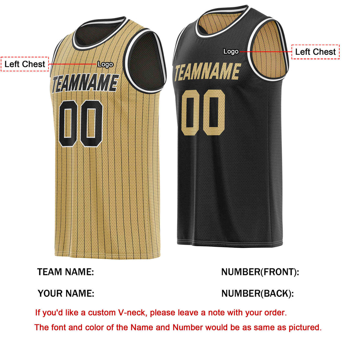 Custom Reversible Gold Black Striped Mesh Basketball Jersey | Team & Player Name - Vosoli