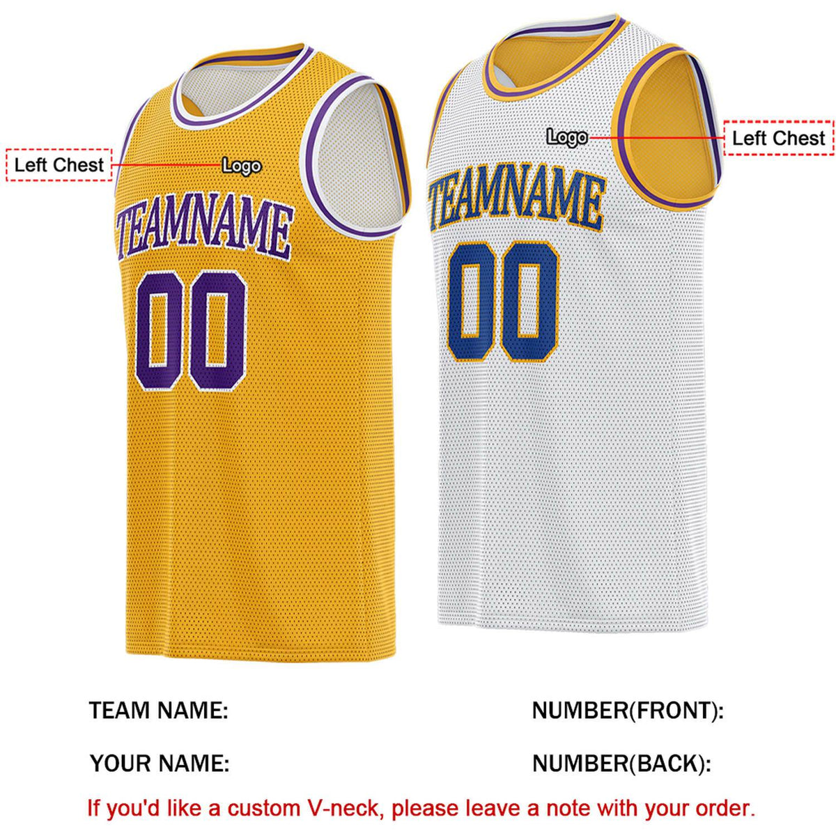Custom Reversible Gold & White Basketball Jersey | Personalized for Team Sports - Vosoli