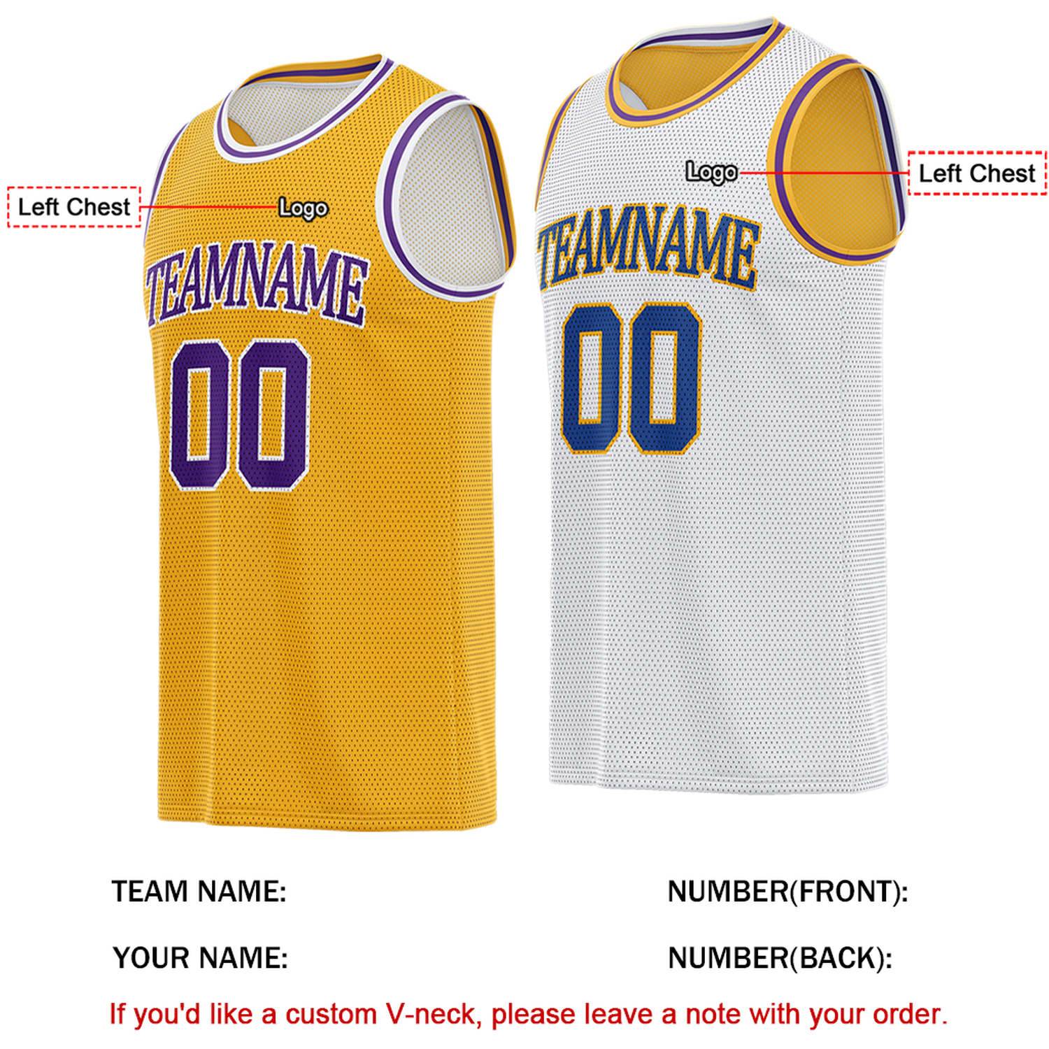 Custom Reversible Gold & White Basketball Jersey | Personalized for Team Sports - Vosoli