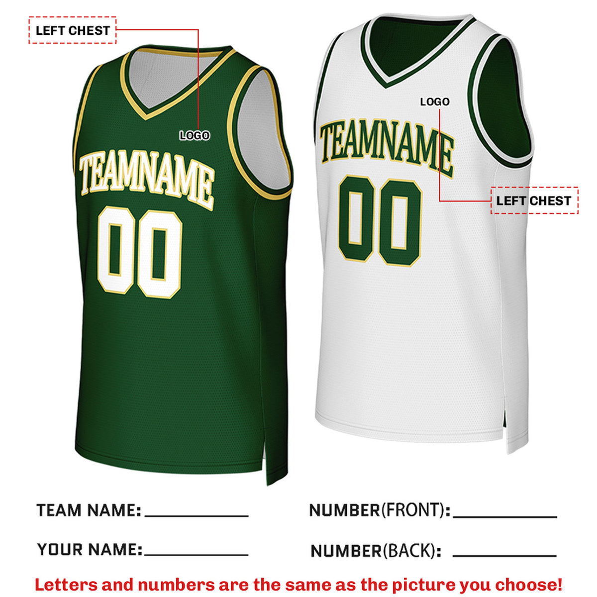 Custom Reversible Green & White Mesh Basketball Jersey | Personalized Team Jersey | Vosoli