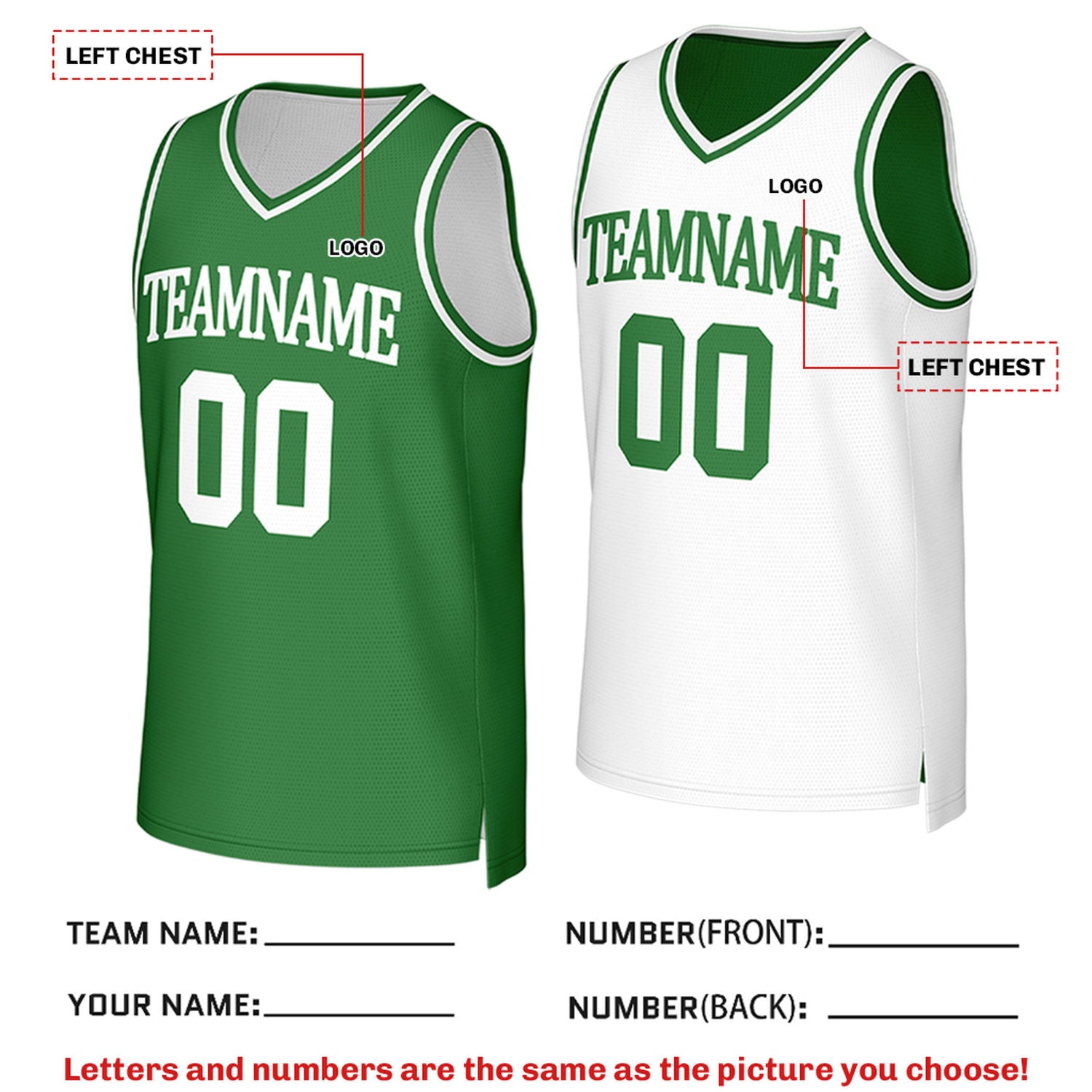 Custom Reversible Green & White Mesh Basketball Jersey | Personalized Team Jersey | Vosoli