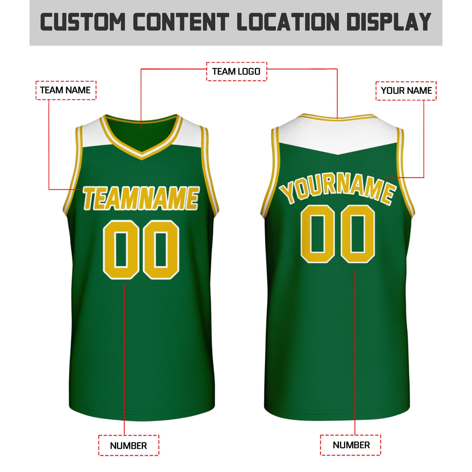 Custom Reversible Green & White Mesh Basketball Jersey | Personalized Team Jersey | Vosoli