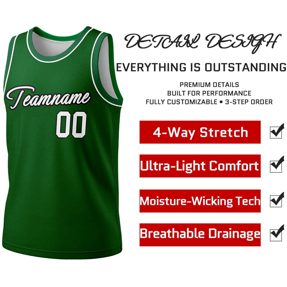 Custom Reversible Green & White Basketball Jersey | Personalized Team Jersey | Vosoli